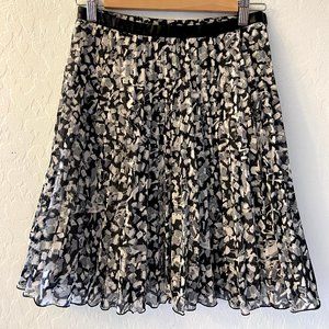 H&M b&w Skater Skirt with Pleather Waistband